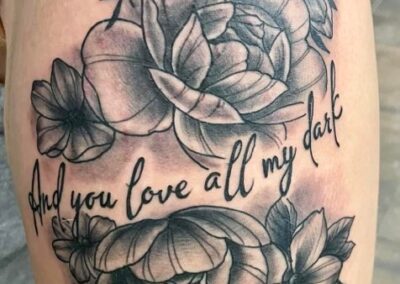 Flowers Tattoo with text
