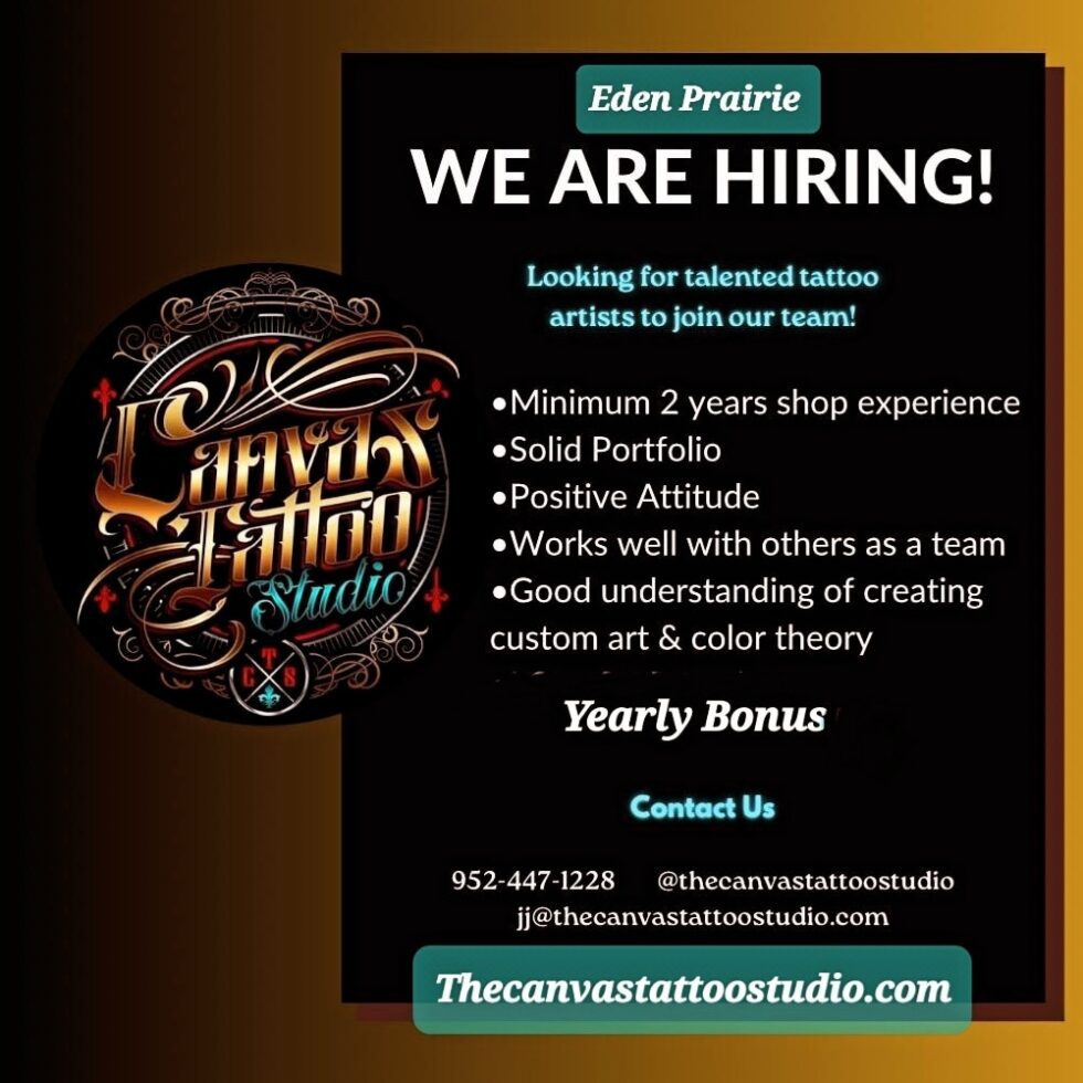 Work With Us Canvas Tattoo & Piercing Studio Prior Lake, MN