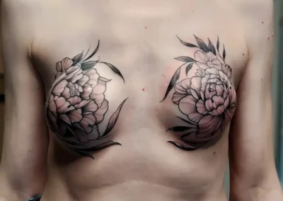flower tattoo on breast